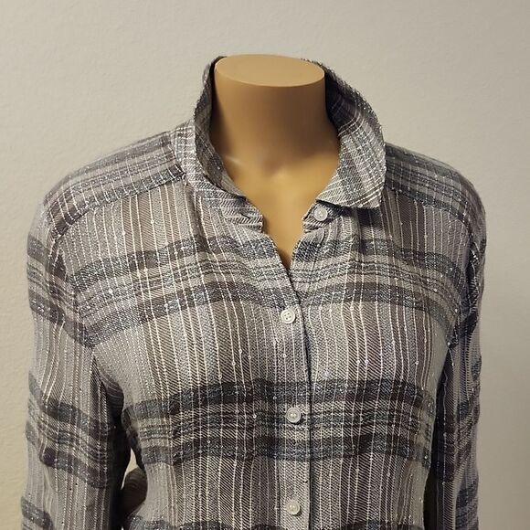 BRAND NEW I-N-C WOMEN'S PLAID SEQUIN BUTTON UP SHIRT - Picture 5 of 16